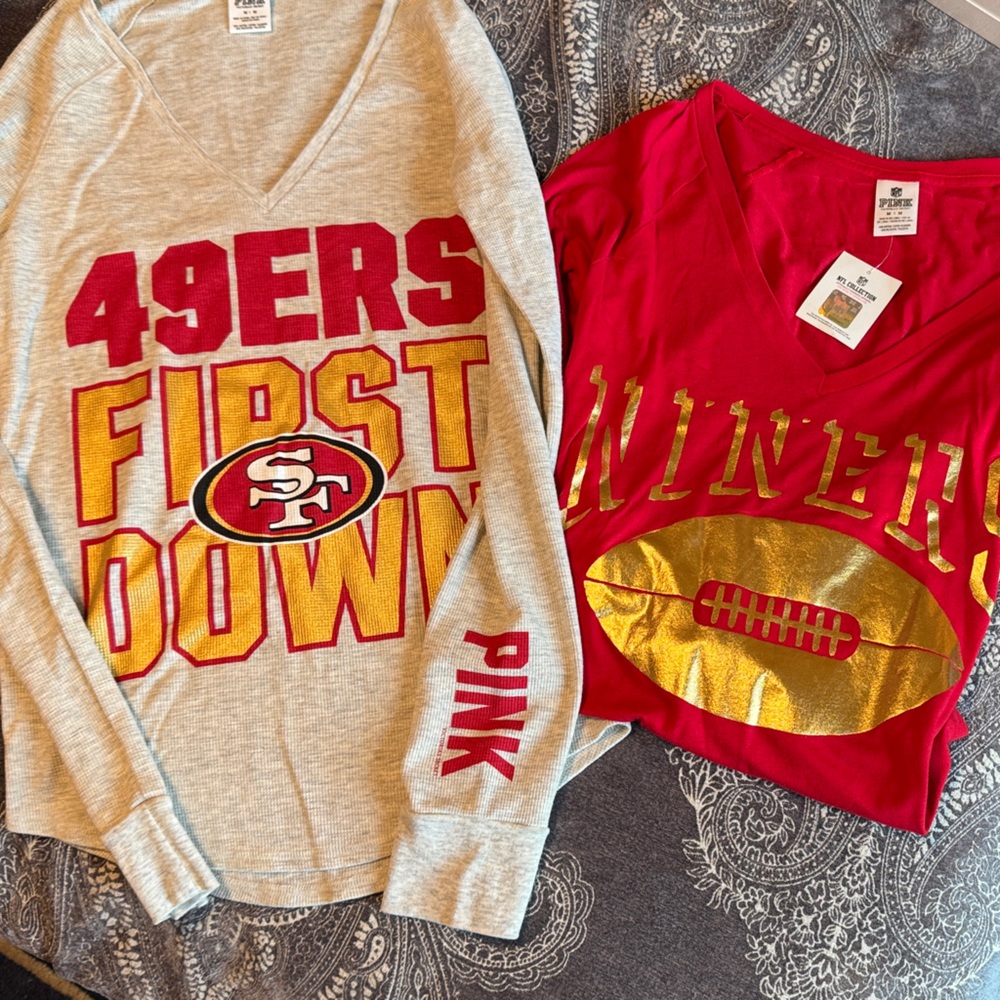PINK Victoria's Secret Red and Gray  Shirts limited edition 49ers